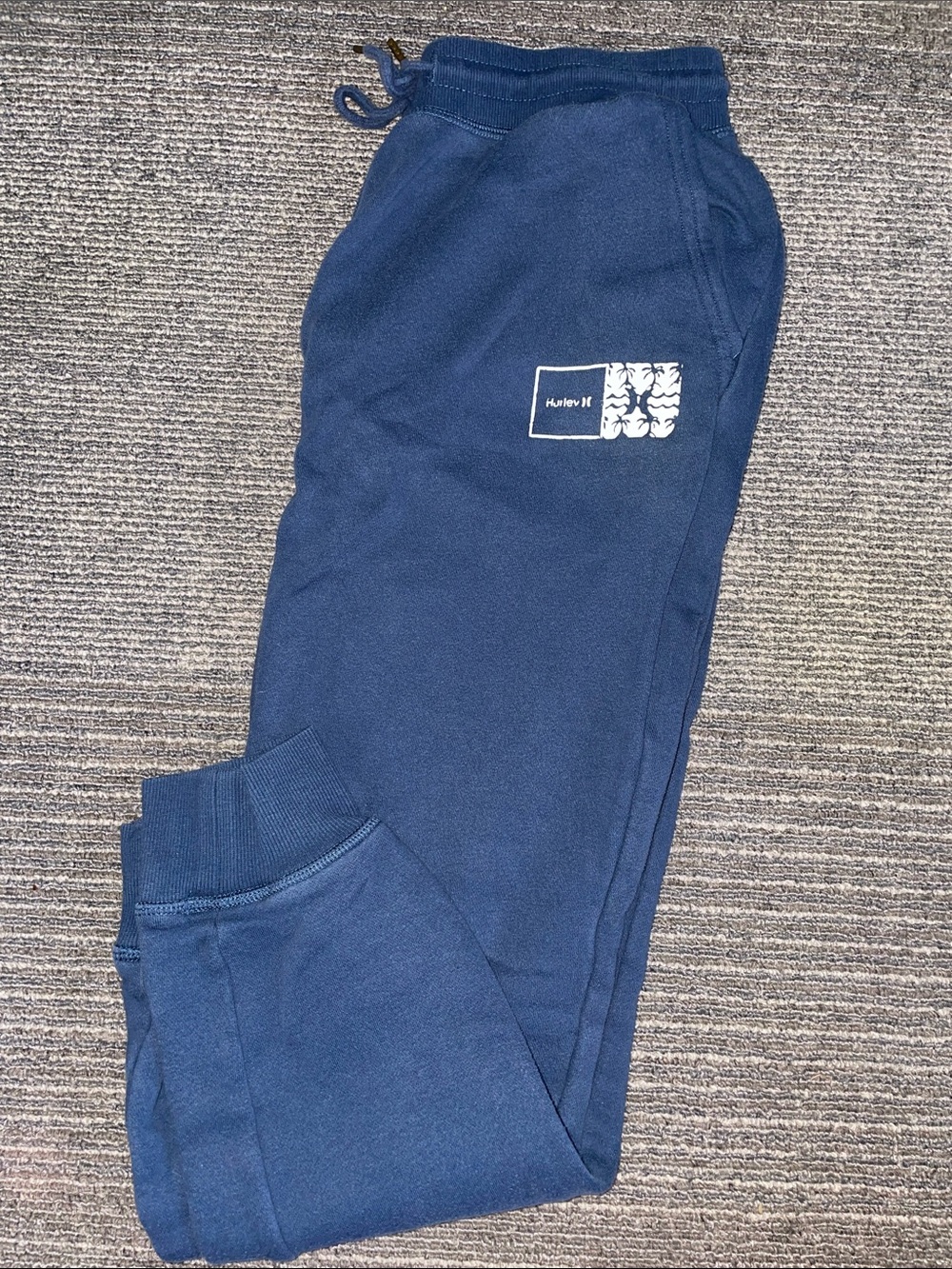 Hurley Men’s Navy Blue Fleece Joggers with Small Logo